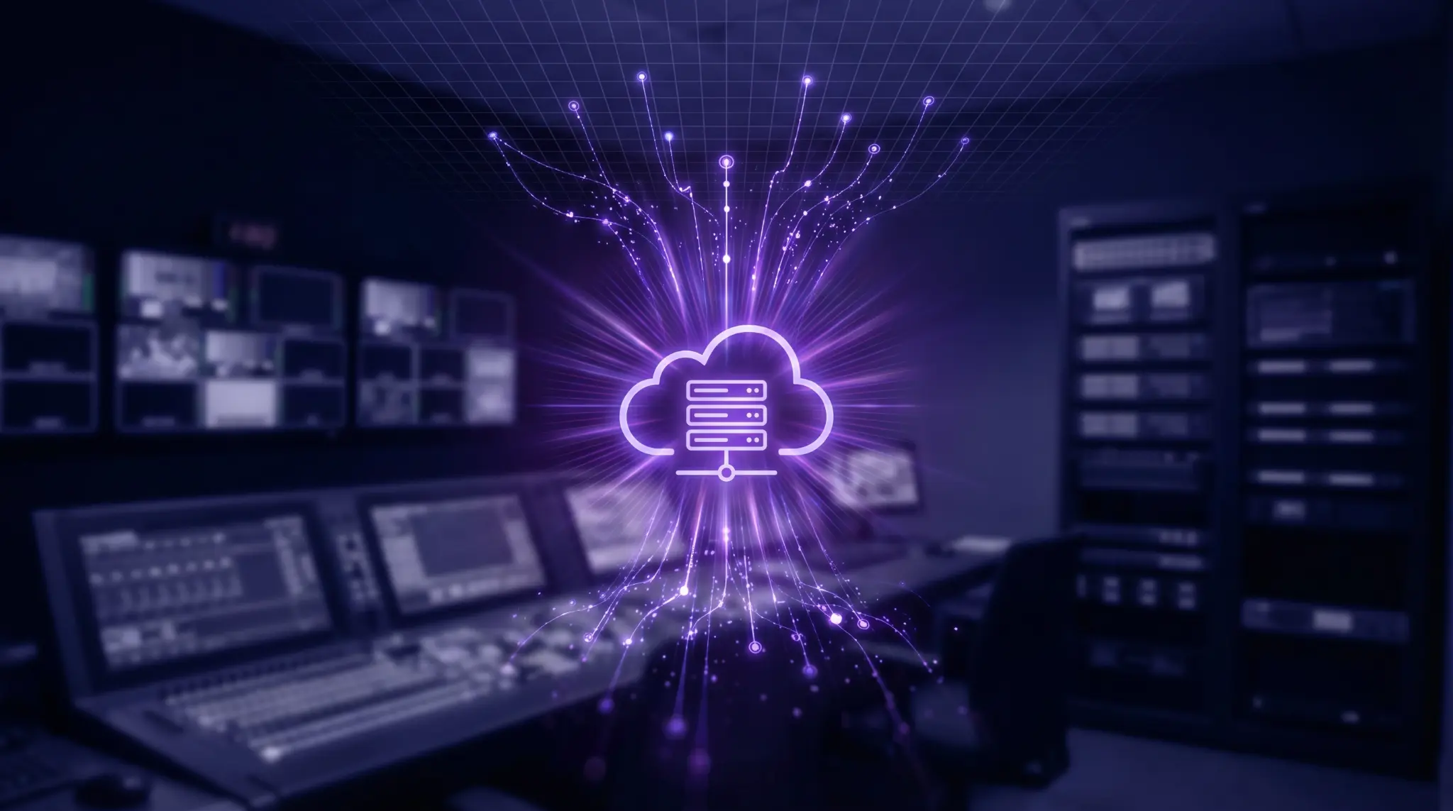 Tableaux de bord de diffusion dans le cloud présentant la grille des programmes d'une chaîne FAST de qualité professionnelle, le suivi en direct et la distribution multiplateforme.