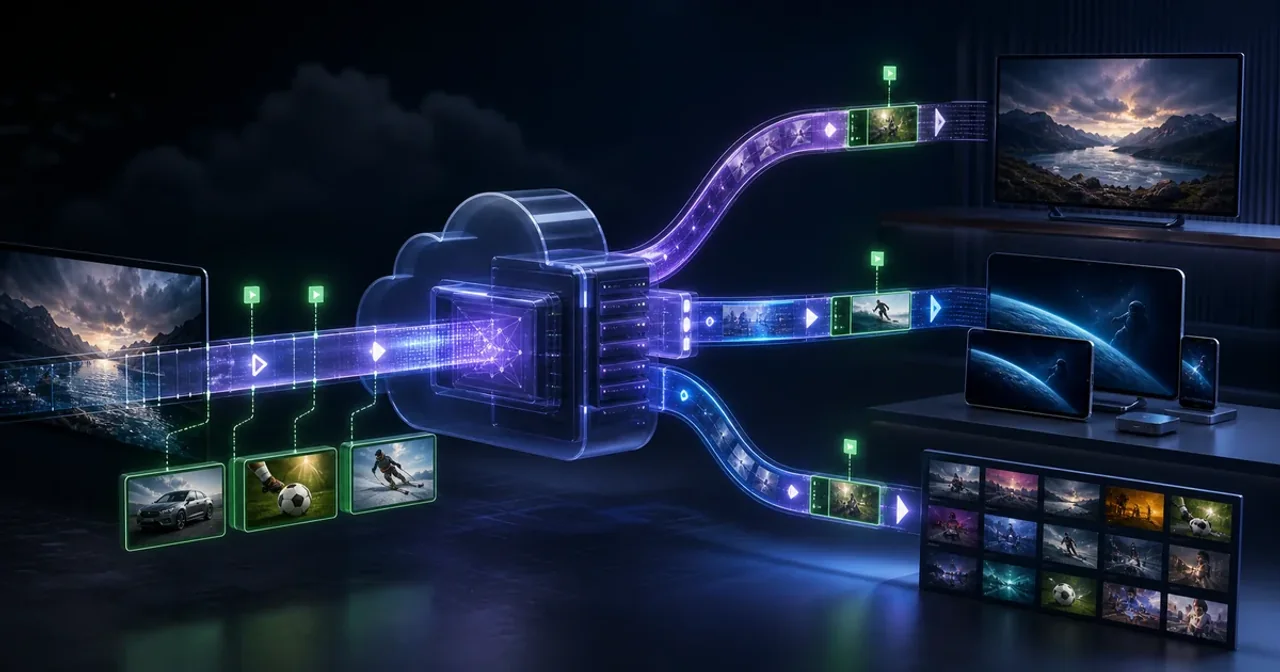 A cloud broadcast control hub inserting advertising into coordinated linear television, OTT streaming and FAST channel delivery paths.