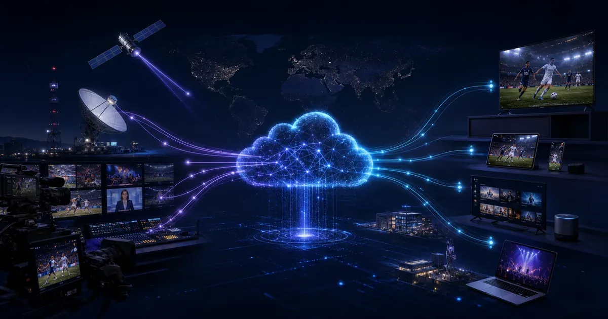 Live television signals travel through satellite, terrestrial and cloud networks to connected televisions, mobile devices and streaming platforms.