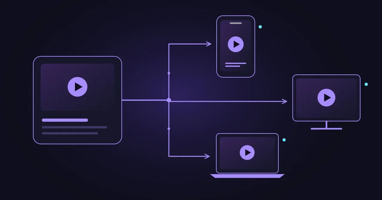 A single programme connects to mobile, web and television screens, illustrating coordinated distribution for younger audiences.